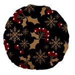Christmas Pattern With Snowflakes Berries Large 18  Premium Round Cushions Back