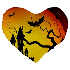 Halloween Night Terrors Large 19  Premium Flano Heart Shape Cushions by Ket1n9