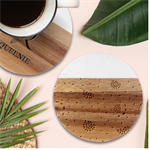 Seamless Background Pattern-with-watermelon Slices Marble Wood Coaster (Round) Front