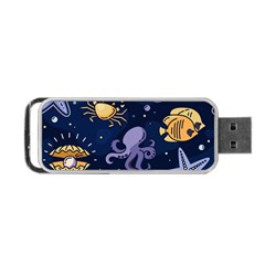Marine Seamless Pattern Thin Line Memphis Style Portable Usb Flash (two Sides) by Ket1n9