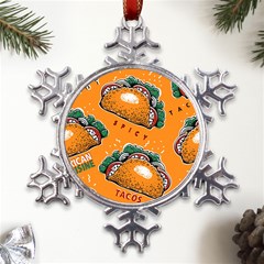 Seamless Pattern With Taco Metal Large Snowflake Ornament by Ket1n9
