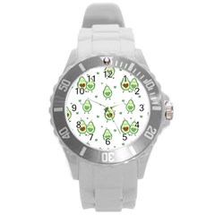 Cute Seamless Pattern With Avocado Lovers Round Plastic Sport Watch (l) by Ket1n9