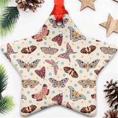 Pattern With Butterflies Moths Star Ornament (two Sides) by Ket1n9