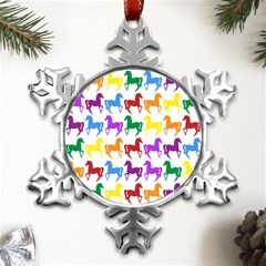 Colorful Horse Background Wallpaper Metal Small Snowflake Ornament by Hannah976