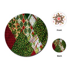 Christmas Quilt Background Playing Cards Single Design (round) by Ndabl3x