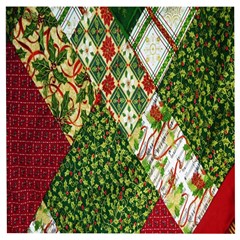 Christmas Quilt Background Wooden Puzzle Square by Ndabl3x