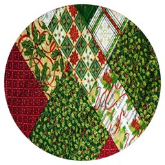 Christmas Quilt Background Round Trivet by Ndabl3x