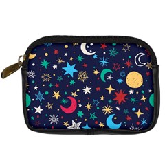 Colorful Background Moons Stars Digital Camera Leather Case by Ndabl3x