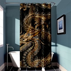 Fantasy Dragon Pentagram Shower Curtain 36  X 72  (stall)  by Maspions