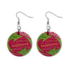 Fulfillment Satisfaction Happiness Mini Button Earrings by Paksenen