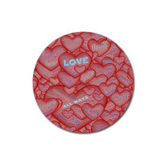 Love Hearts Valentine Red Symbol Magnet 3  (round) by Paksenen