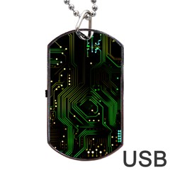 Circuits Circuit Board Green Technology Dog Tag Usb Flash (one Side) by Ndabl3x