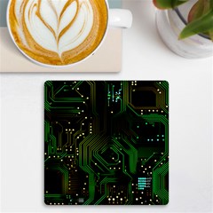 Circuits Circuit Board Green Technology Uv Print Square Tile Coaster  by Ndabl3x