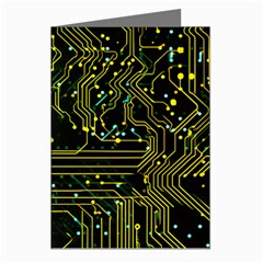 Circuits Circuit Board Yelow Greeting Cards (pkg Of 8) by Ndabl3x
