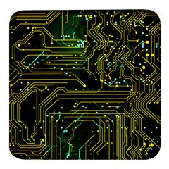 Circuits Circuit Board Yelow Square Glass Fridge Magnet (4 Pack) by Ndabl3x