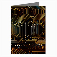 Circuits Circuit Board Orange Technology Greeting Cards (pkg Of 8) by Ndabl3x
