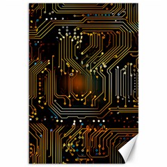 Circuits Circuit Board Orange Technology Canvas 12  X 18  by Ndabl3x