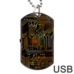 Circuits Circuit Board Orange Technology Dog Tag Usb Flash (two Sides) by Ndabl3x