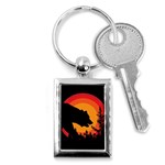 Forest Bear Silhouette Sunset Key Chain (Rectangle) Front
