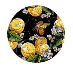 Embroidery Blossoming Lemons Butterfly Seamless Pattern Mini Round Pill Box (pack Of 3) by Ket1n9