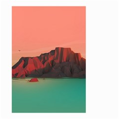 Brown Mountain Illustration Sunset Digital Art Mountains Small Garden Flag (two Sides) by Cendanart