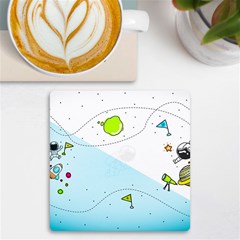 Astronaut Spaceship Uv Print Square Tile Coaster  by Bedest