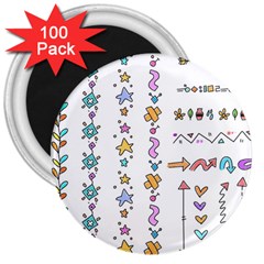 Doodles Border Letter Ornament 3  Magnets (100 Pack) by Bedest