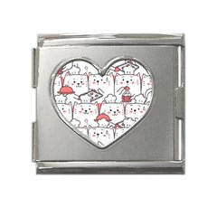 Cute Cat Chef Cooking Seamless Pattern Cartoon Mega Link Heart Italian Charm (18mm) by Bedest