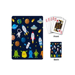 Big Set Cute Astronauts Space Planets Stars Aliens Rockets Ufo Constellations Satellite Moon Rover V Playing Cards Single Design (mini) by Bedest