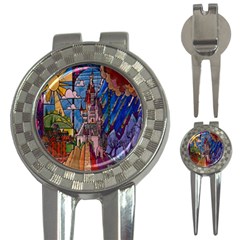 Castle Building Stained Glass 3-in-1 Golf Divots by Cendanart