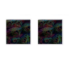 Peacock Feather Paradise Cufflinks (square) by Cendanart