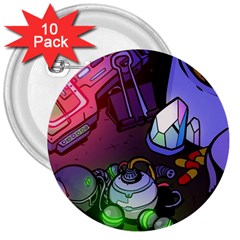 Graffiti Corazones Kingdom Saga Super 3  Buttons (10 Pack)  by Cemarart