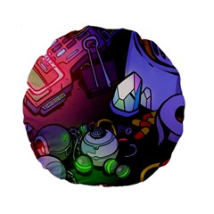 Graffiti Corazones Kingdom Saga Super Standard 15  Premium Flano Round Cushions by Cemarart