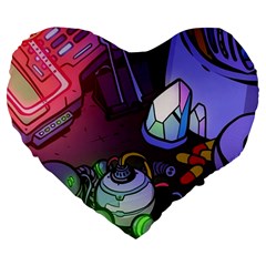 Graffiti Corazones Kingdom Saga Super Large 19  Premium Flano Heart Shape Cushions by Cemarart