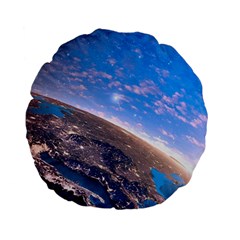 Earth Blue Galaxy Sky Space Standard 15  Premium Flano Round Cushions by Cemarart