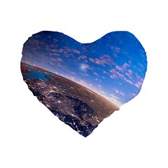 Earth Blue Galaxy Sky Space Standard 16  Premium Flano Heart Shape Cushions by Cemarart