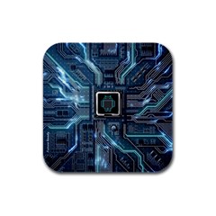 Circuit Board Motherboard Rubber Square Coaster (4 Pack) by Cemarart
