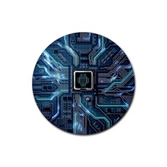 Circuit Board Motherboard Rubber Coaster (round) by Cemarart