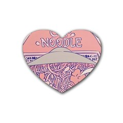 Ramen Kawaii Aesthetic Pink Rubber Coaster (heart) by Cemarart