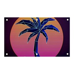 Abstract 3d Art Holiday Island Palm Tree Pink Purple Summer Sunset Water Banner And Sign 5  X 3  by Cemarart