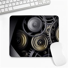 Abstract Style Gears Gold Silver Large Mousepad by Cemarart
