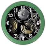 Abstract Style Gears Gold Silver Color Wall Clock Front