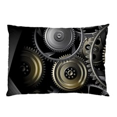 Abstract Style Gears Gold Silver Pillow Case by Cemarart
