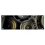 Abstract Style Gears Gold Silver Banner and Sign 6  x 2  Front