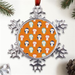 Cute Penguin Funny Pattern Metal Large Snowflake Ornament by Grandong