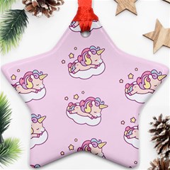 Unicorn Clouds Colorful Cute Pattern Sleepy Ornament (star) by Grandong