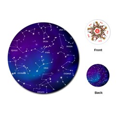 Realistic Night Sky Poster With Constellations Playing Cards Single Design (round) by Grandong