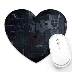 Abstract Tech Computer Motherboard Technology Heart Mousepad by Cemarart