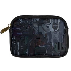 Abstract Tech Computer Motherboard Technology Digital Camera Leather Case by Cemarart