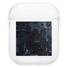 Abstract Tech Computer Motherboard Technology Soft Tpu Airpods 1/2 Case by Cemarart